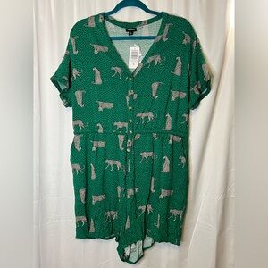 Torrid Green Leopard Print Romper torrid size 10